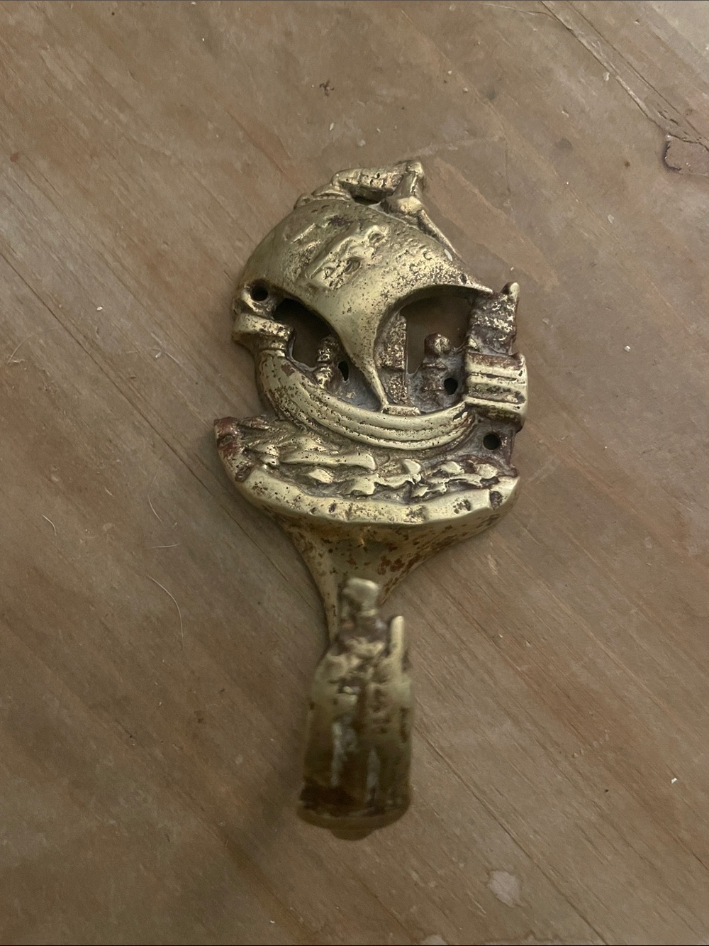 Source Unknown Gold brass Sailboat Wall Hook